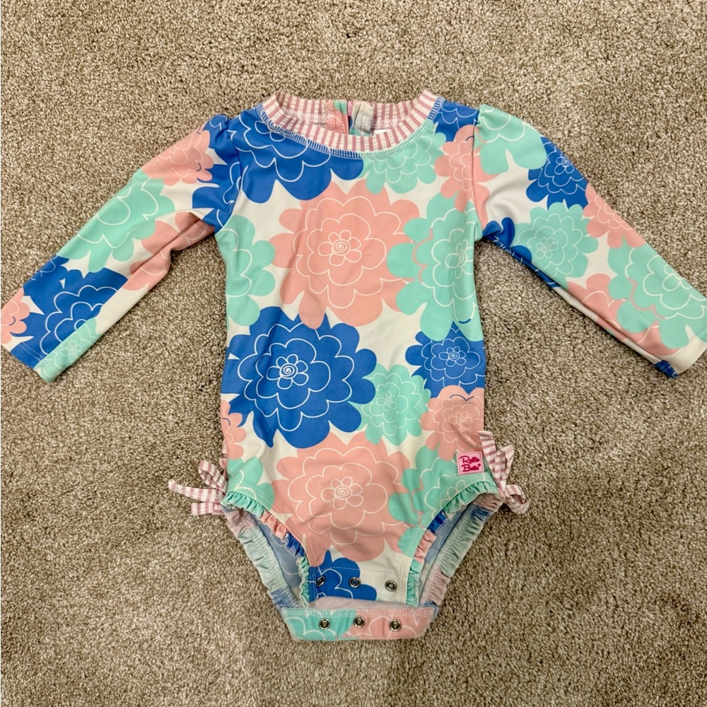 Girls Rufflebutts 12-18 month long sleeve rash guard swimsuit